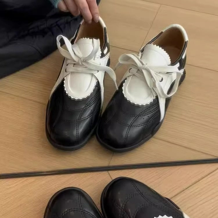 Women's Cowhide Version Contrast Color Functional Wind Training Flat Women's Casual Shoes