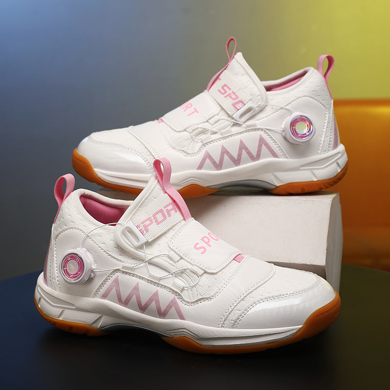 Women's & Men's Double Mesh Breathable Badminton Rotating Buckle Table Tennis Professional Training Children's Sports Shoes