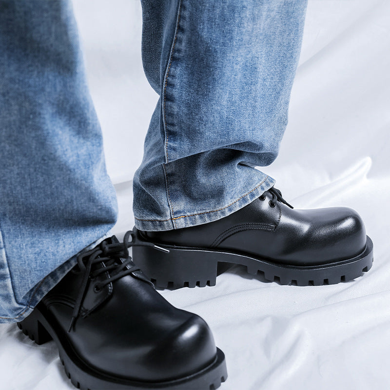 Men's Sole Height Increasing Commute Leisure Big Leather Shoes