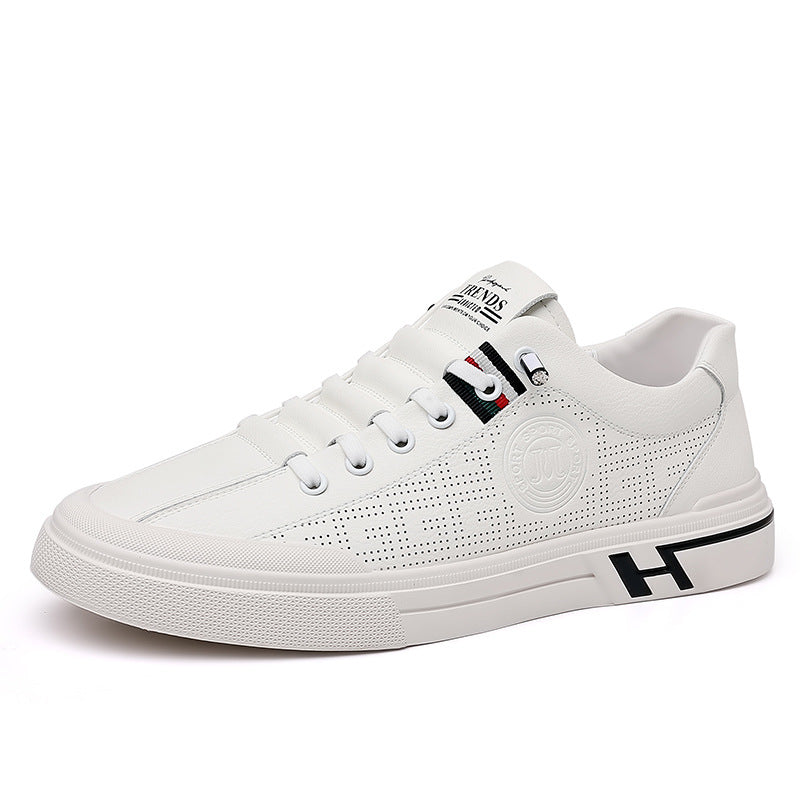 Men's White Easy Wear Cowhide Soft Bottom Leather Shoes