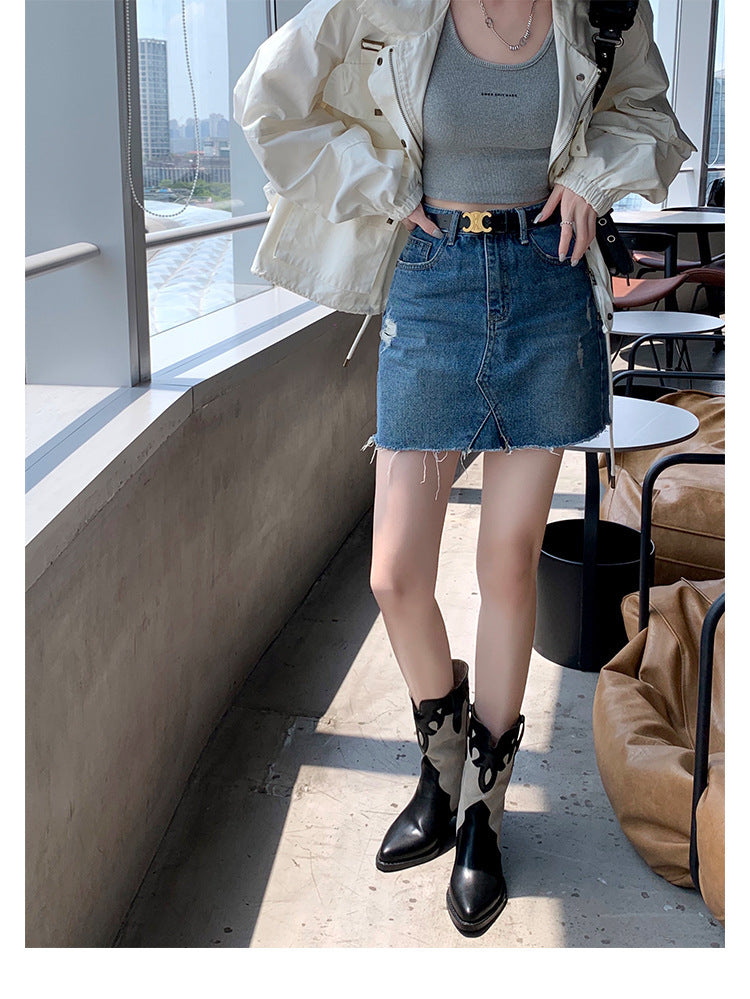 Women's Western Cowboy Retro Ankle Chunky Sleeve Pointed Women's Leather Boots