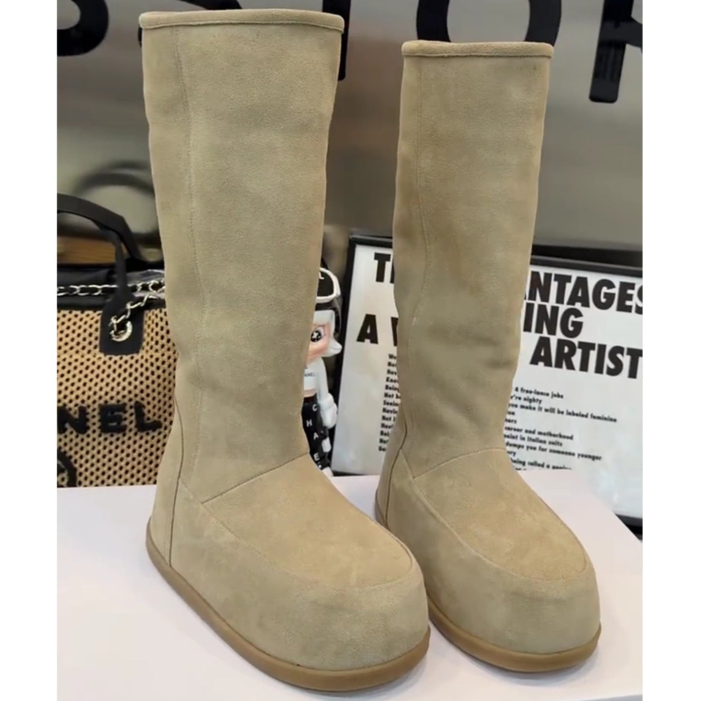 Women's Two-way Wear Flanging Thick Bottom Long Plus Veet Thickened High Boots