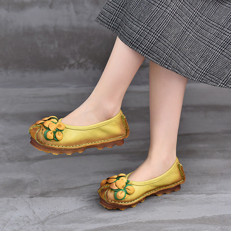 Women's Comfortable Maternity Genuine Soft Bottom Shallow Mouth Handmade Men's Shoes