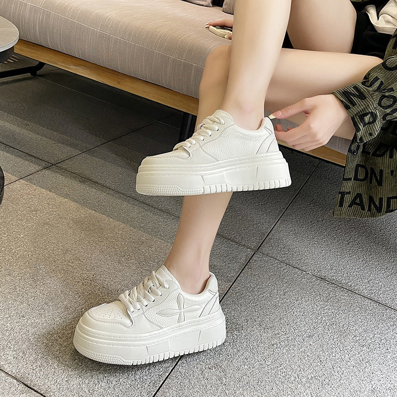Women's Style Platform White Genuine Boost Wild Casual Shoes