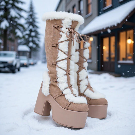 Women's Super Punk Hot Plush Thick Bottom Fashion Women's Cotton Shoes