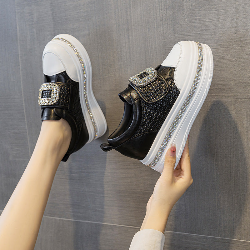 Women's White Lightweight Exercise Thick-soled Small Women's Casual Shoes