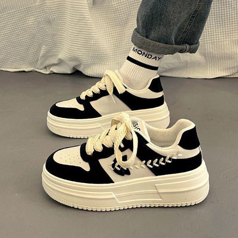 Women's Spring Thick Bottom Soft Versatile White Sneakers