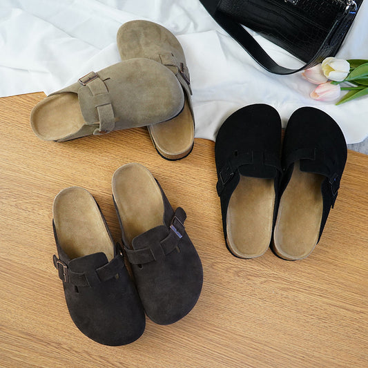 Version Toe Cap Genuine Cork Half Sandals