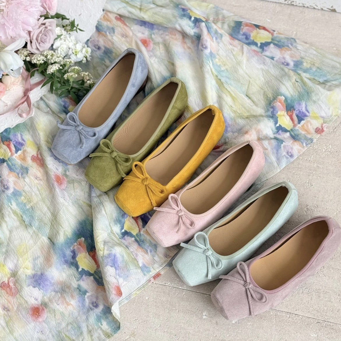 Women's Flat Suede Pumps Spring French Gentle Fairy Lady Heels
