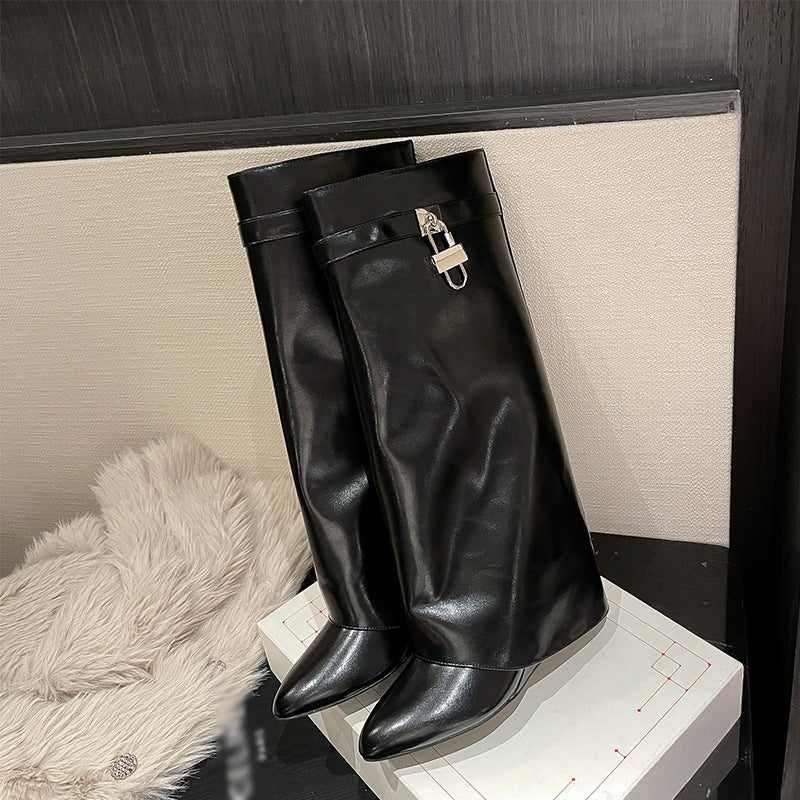 Women's Lock Pants Shark Tall Knight Black Short Boots