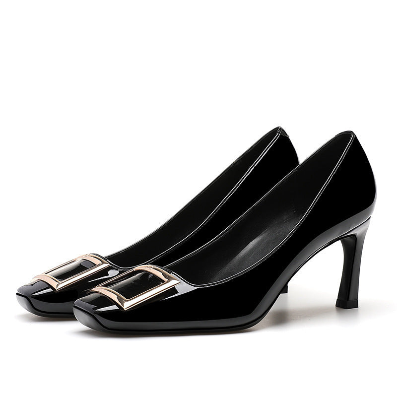 Women's Buckle Mid Spring French Style Vintage Women's Fashion Shoes