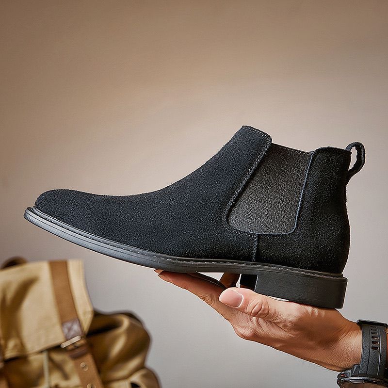 Men's Chelsea Suede British Fur Short Soft Men's Business Leather Shoes