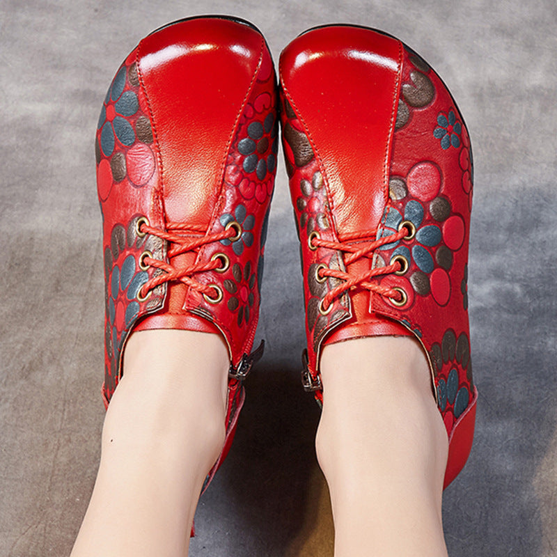 Women's & Men's Retro Ethnic Style Autumn Chunky Soft Bottom Cowhide Men's Shoes