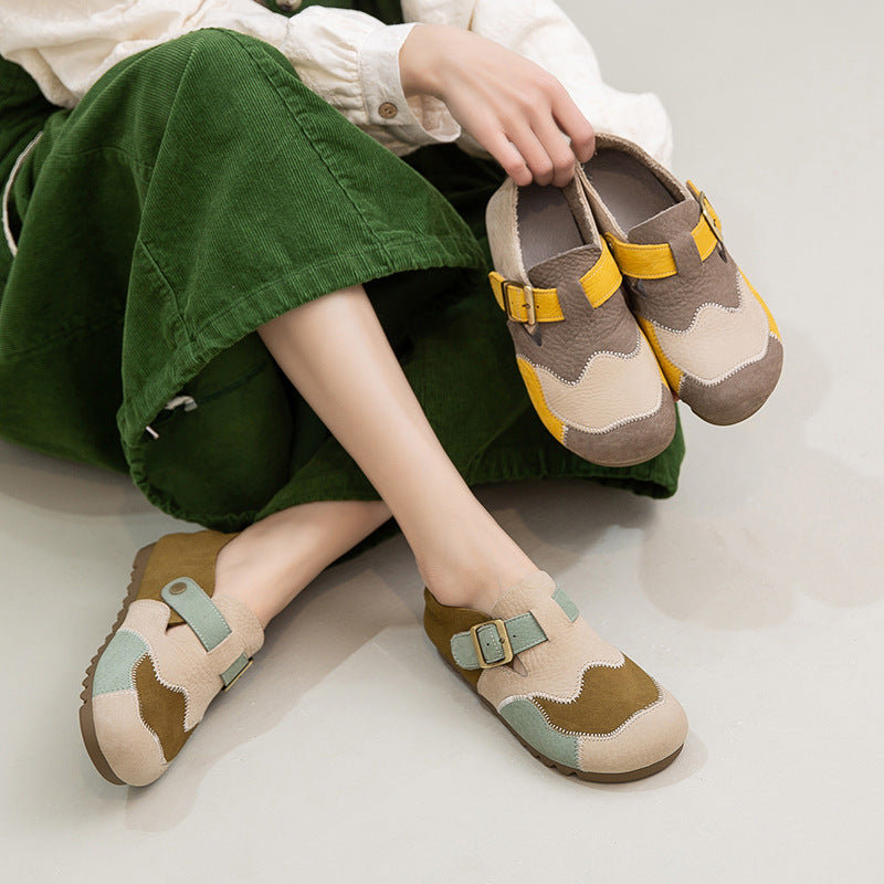 Women's Layer Cowhide Portable Pumps Comfortable Commuter Women's Casual Shoes