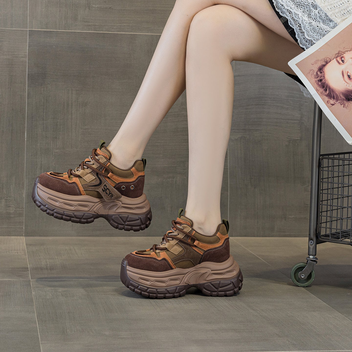 Women's Platform Dad Spring Height Increasing Insole Brushed Retro Women's Shoes