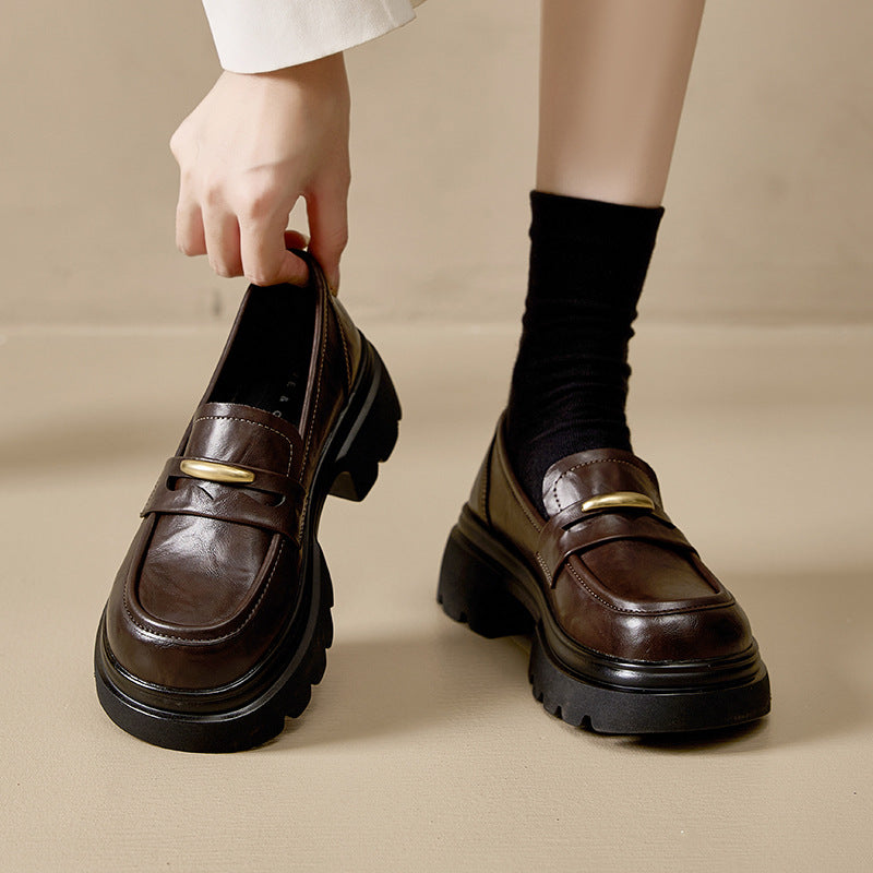 Elevator Wild Preppy Style With Slip-on Loafers