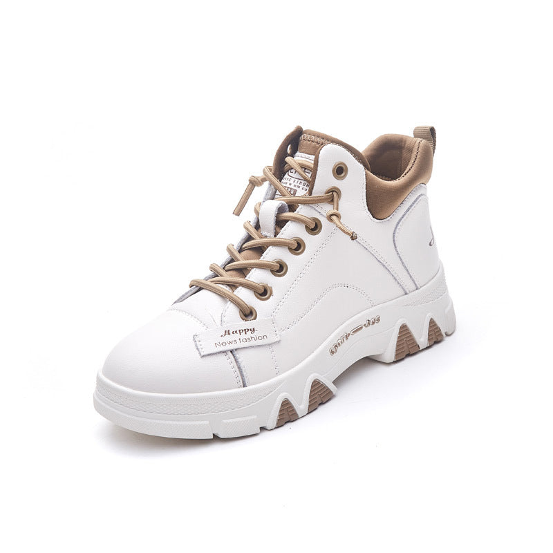 Women's Fleece Martin Single Sports Dad White Boots