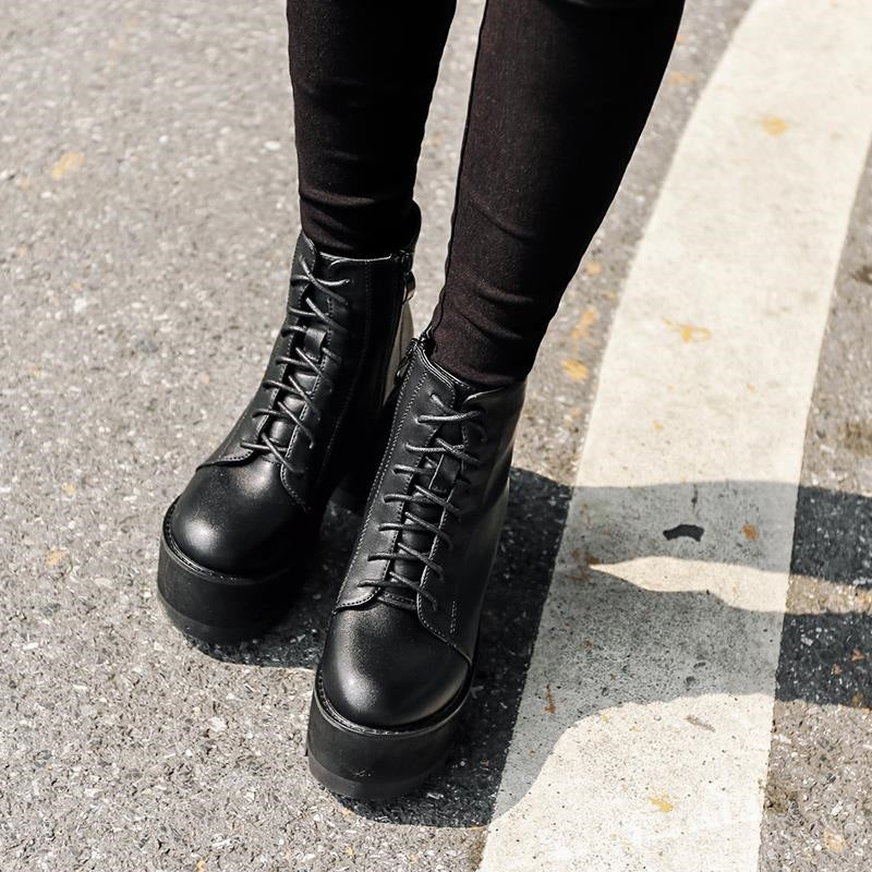 Long-term Fashion Platform Thick-soled Black Size Boots