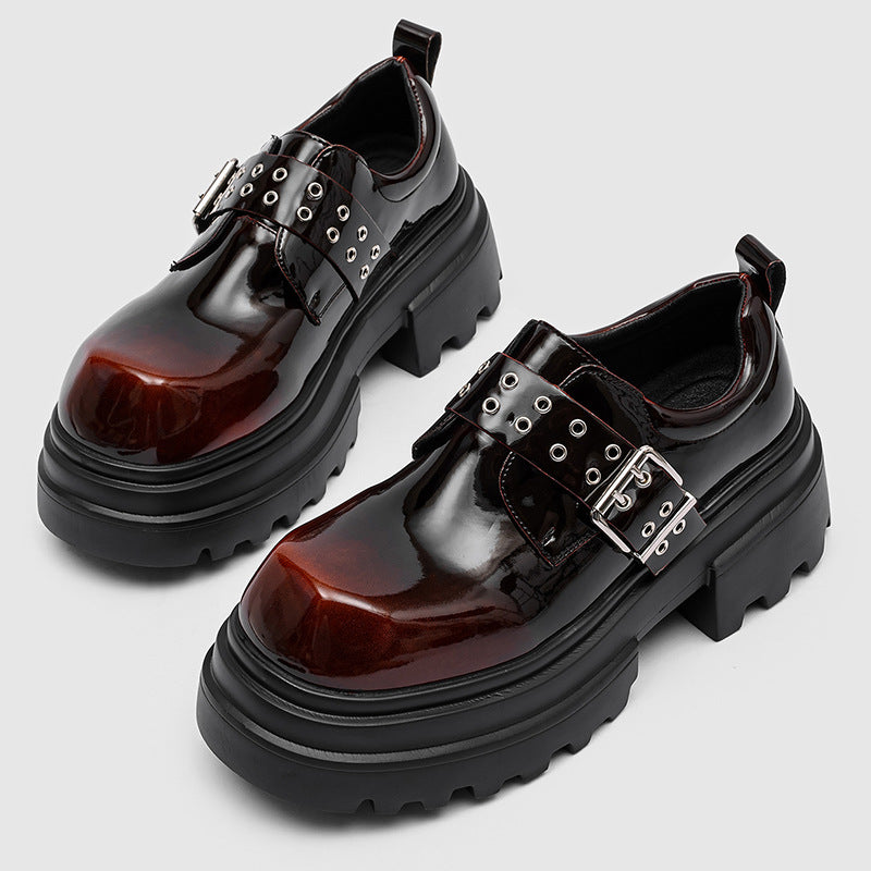 Men's British Style Comfortable Small Winter Raise The Bottom Brown Men's Casual Leather Shoes