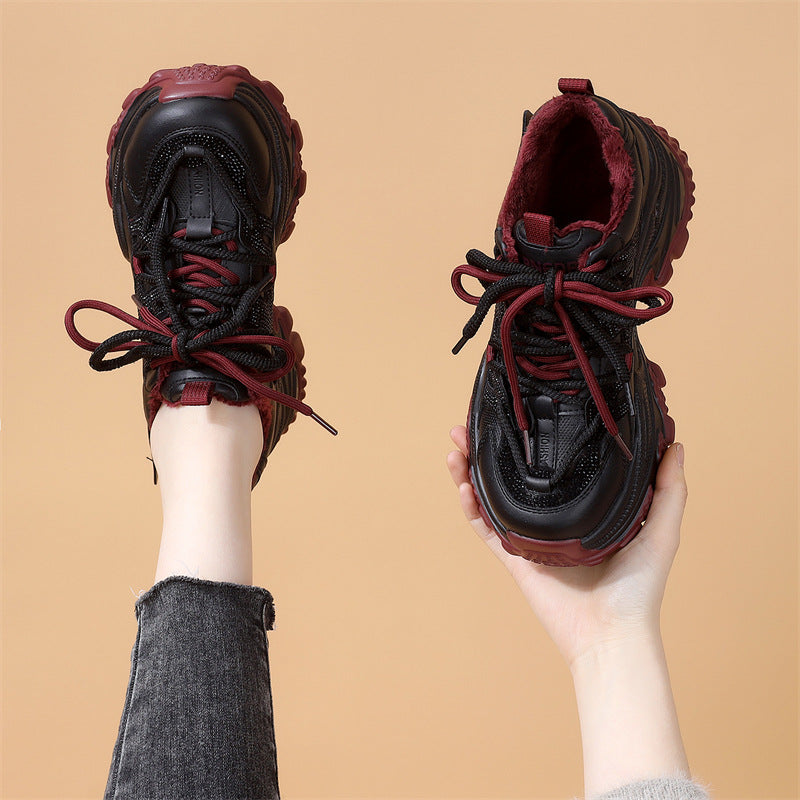 Pretty Women's Dad Fleece-lined Platform Pumps Women's Casual Shoes