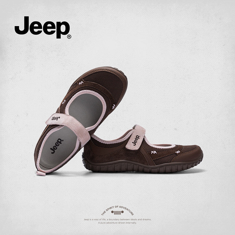 Women's Jeep Sports Mary Jane Soft Bottom Comfortable Flat Velcro Women's Casual Shoes