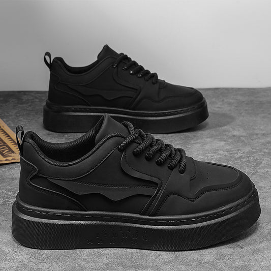 Men's All Black Board Autumn Restaurant Sports Sneakers