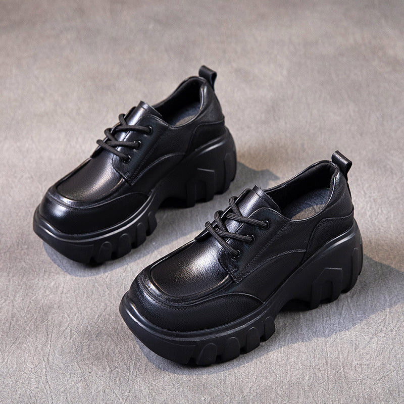 Women's Cowhide Autumn Genuine Korean Style Platform Casual Shoes