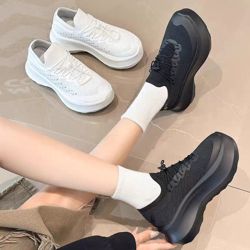 Women's Knitted Summer Small Height Increasing Muffin Sneakers