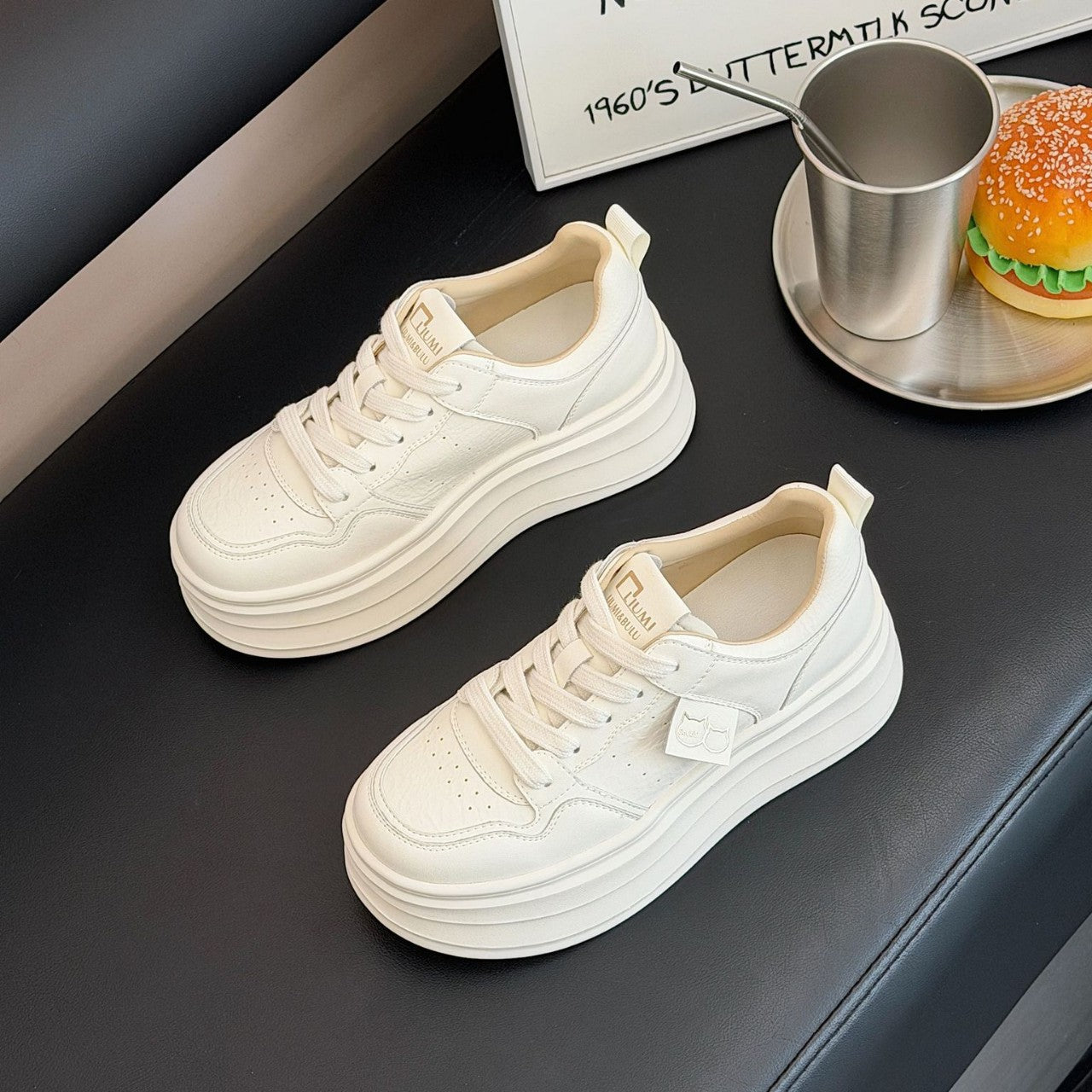 Women's Spring Small Raise The Bottom Foam White Single Women's Board Shoes