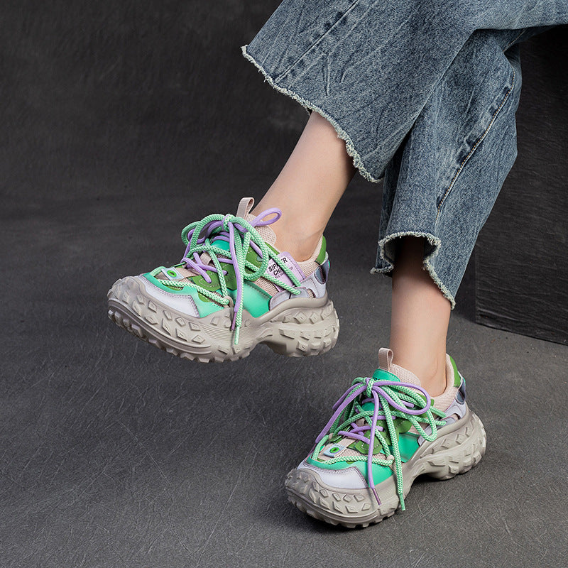 Women's Increased Durian Dad Candy Color Mesh Surface Women's Casual Shoes