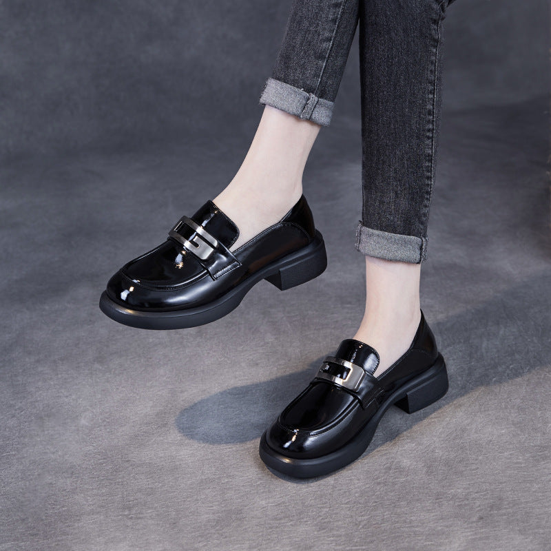 Beautiful Natural Color Authentic Spring British Style Chunky Loafers