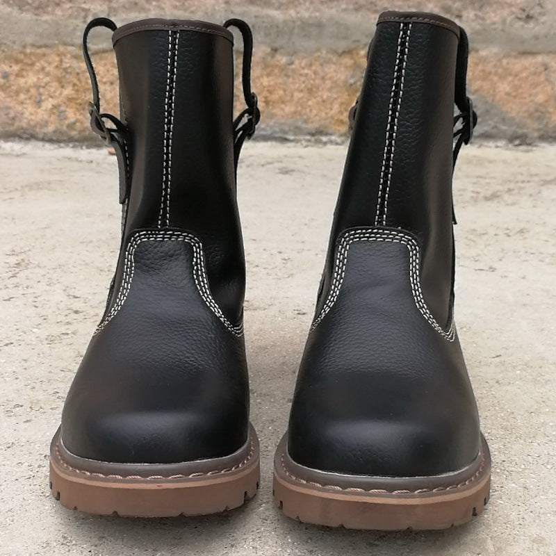 Women's & Men's Offer Cowhide Worker Mongolian Riding Breathable Boots