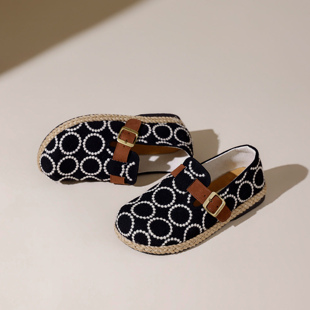 Women's Very Retro Circle Embroidered Breathable Linen Women's Casual Shoes