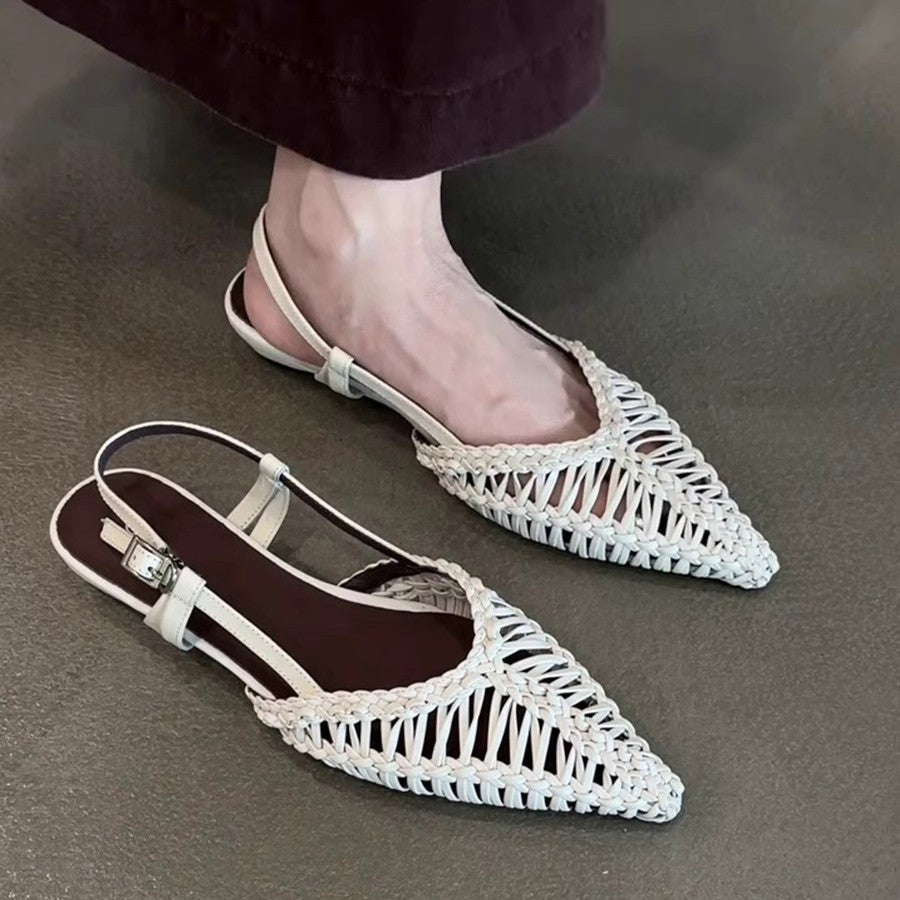 Women's Comfortable Pointed Toe Back Strap Retro Women's Fashion Shoes
