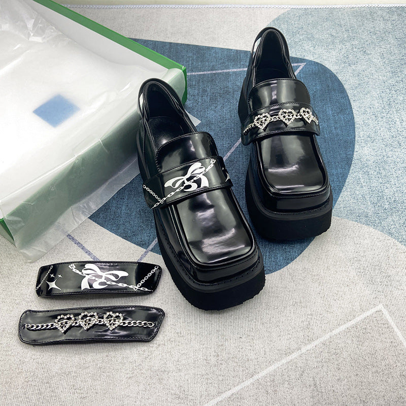 Women's British Style Square Toe Platform Muffin Detachable Loafers