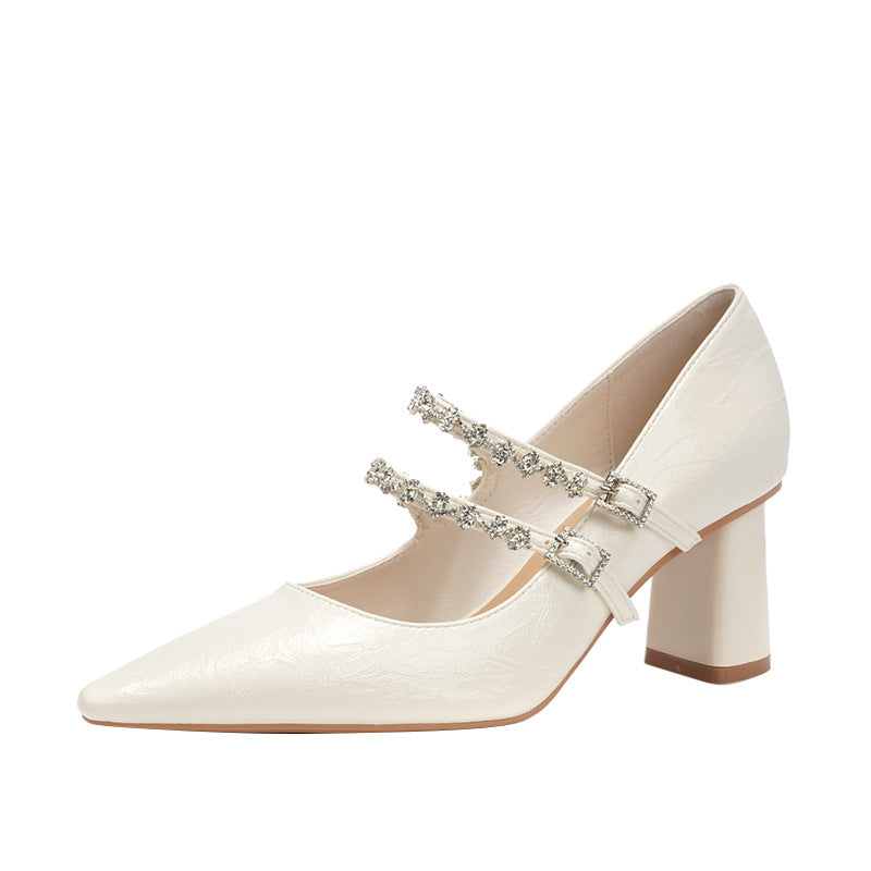Women's Design French Joker Elegant Pointed High Chunky Women's Fashion Shoes