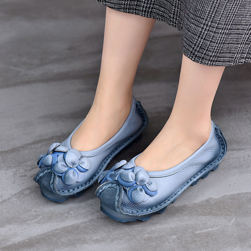 Women's Comfortable Maternity Genuine Soft Bottom Shallow Mouth Handmade Men's Shoes