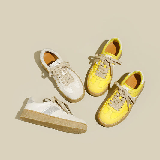 Women's Genuine Thick Bottom Color Matching Round Casual Shoes