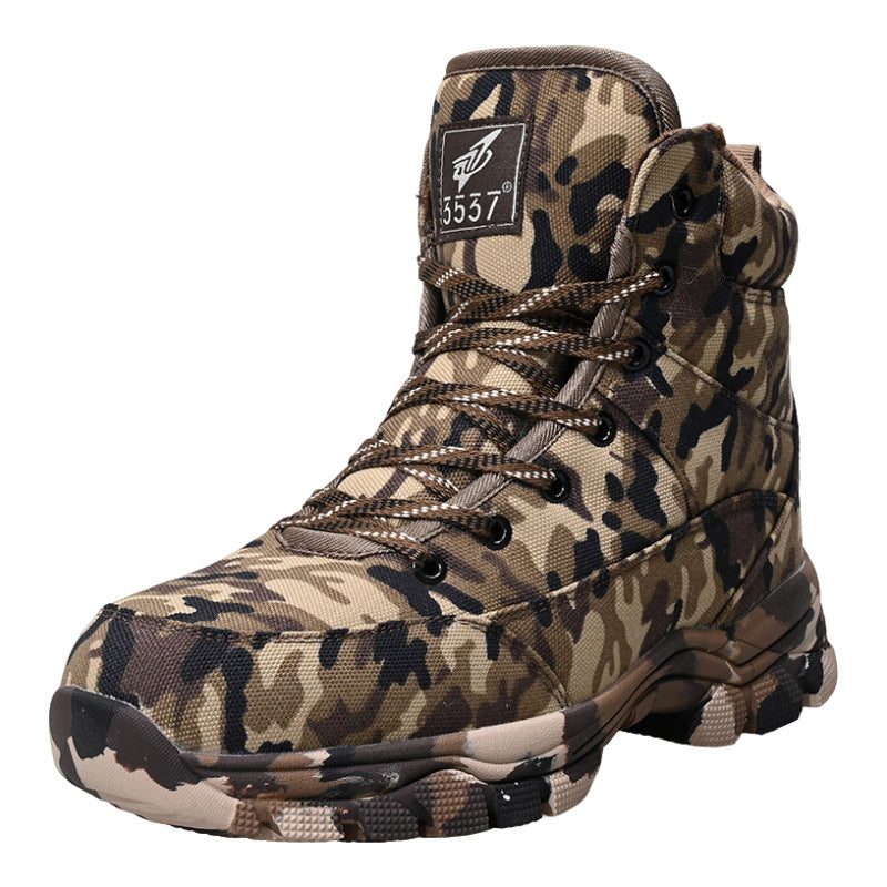 Men's Thickened Outdoor Camouflage Wool Short Snow Boots