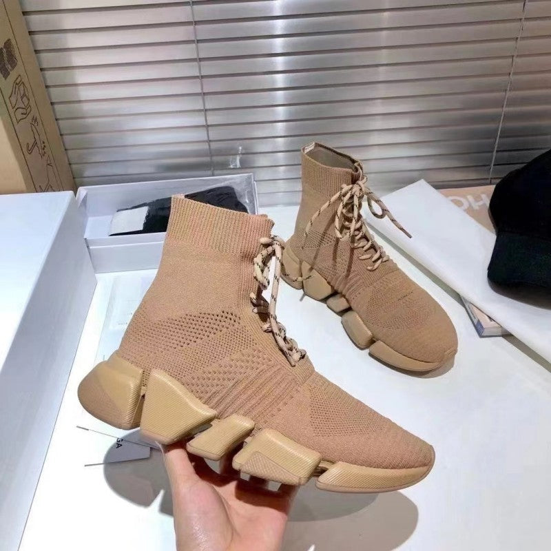 Women's & Men's Sock Stretch Knitted Platform Couple Socks Women's Casual Shoes