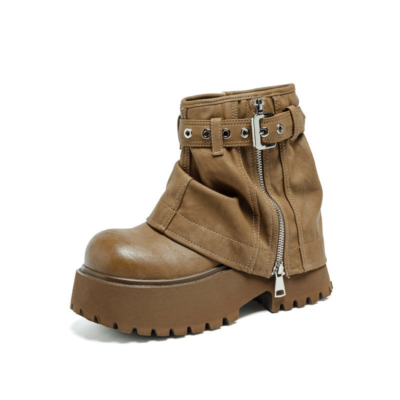 Women's Muffin Thick Bottom Increased For Autumn Small Pants Slimming Sweet Boots