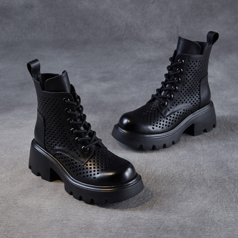 Women's Retro British Style Thick Bottom Thin Hollow Martin Boots