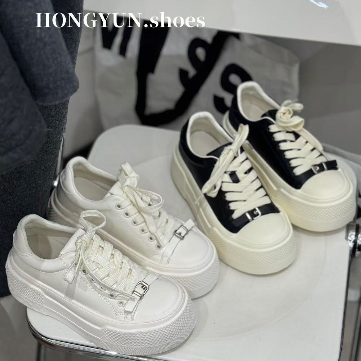 Women's Rhyme Genuine Platform Autumn Versatile Heightened Easy Women's Casual Shoes