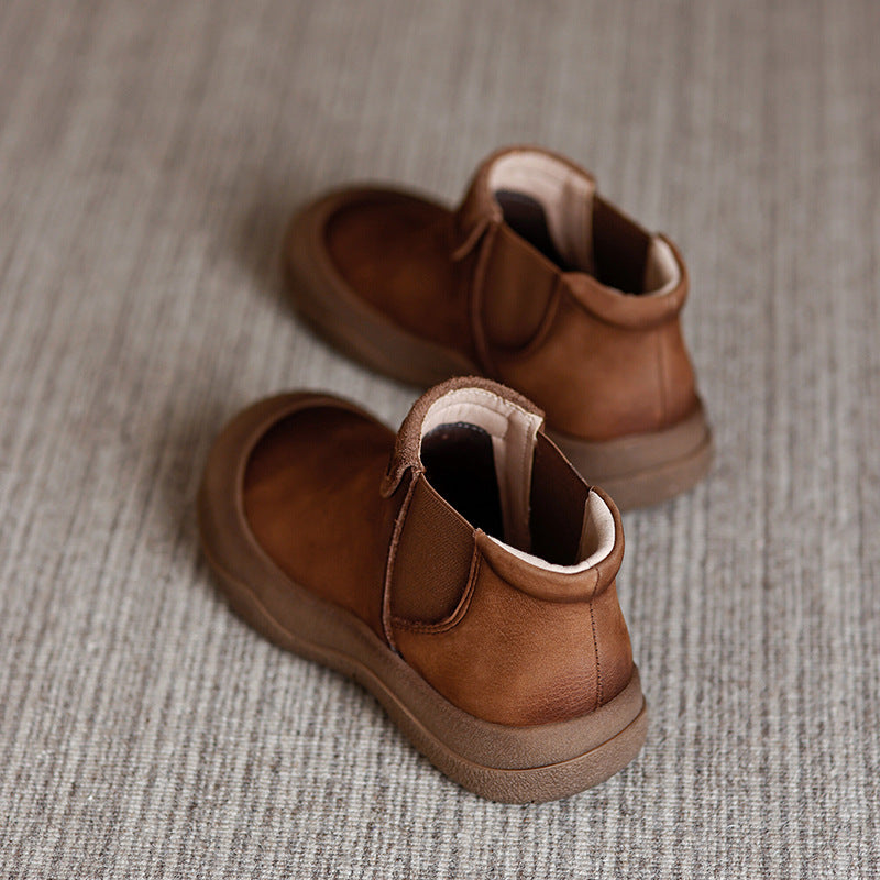 Women's Vintage Cowhide Slip-on Lofter Platform Fashion Women's Leather Boots