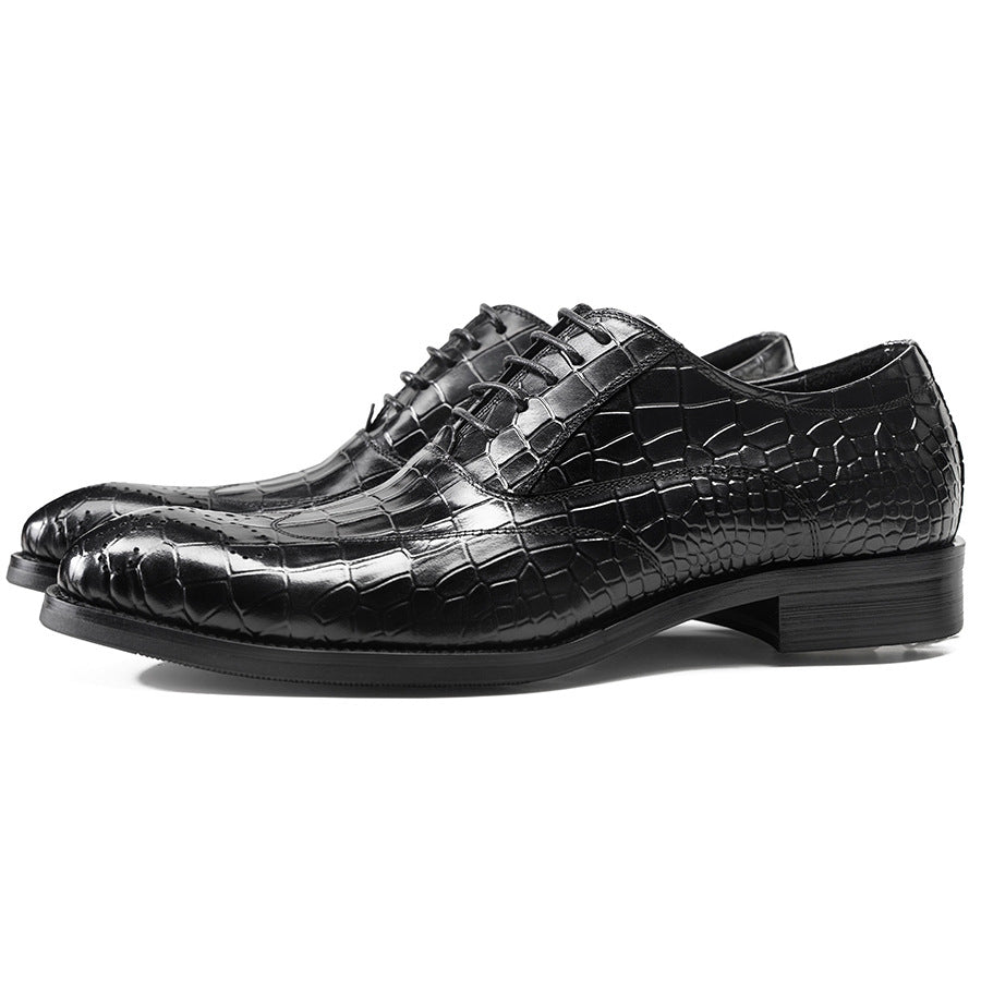 Fashion Men's British Brogue Green Carved Leather Shoes