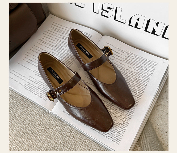 French Retro Buckle Daily Commuter Female Plus Women's Shoes