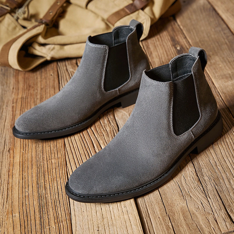 Men's Chelsea Suede British Fur Short Soft Men's Business Leather Shoes