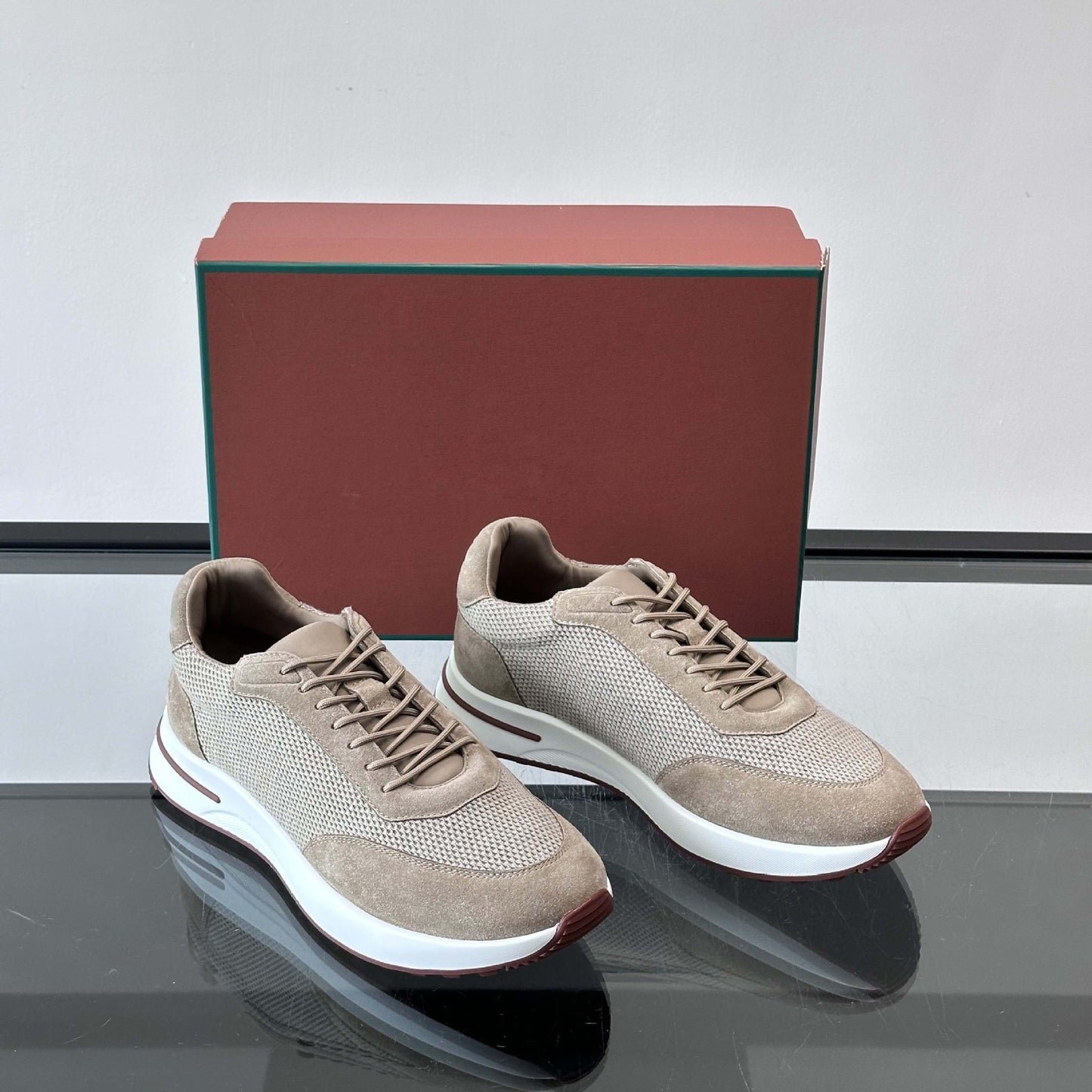 Men's Trendy Dad Cowhide Cloth Cover Sneakers