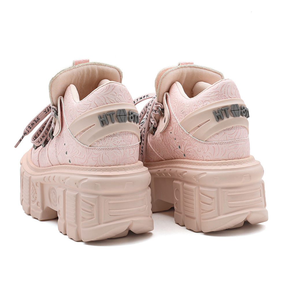 Women's Thick-soled Metal Platform Height Increasing Street Shooting Punk Tank Boots