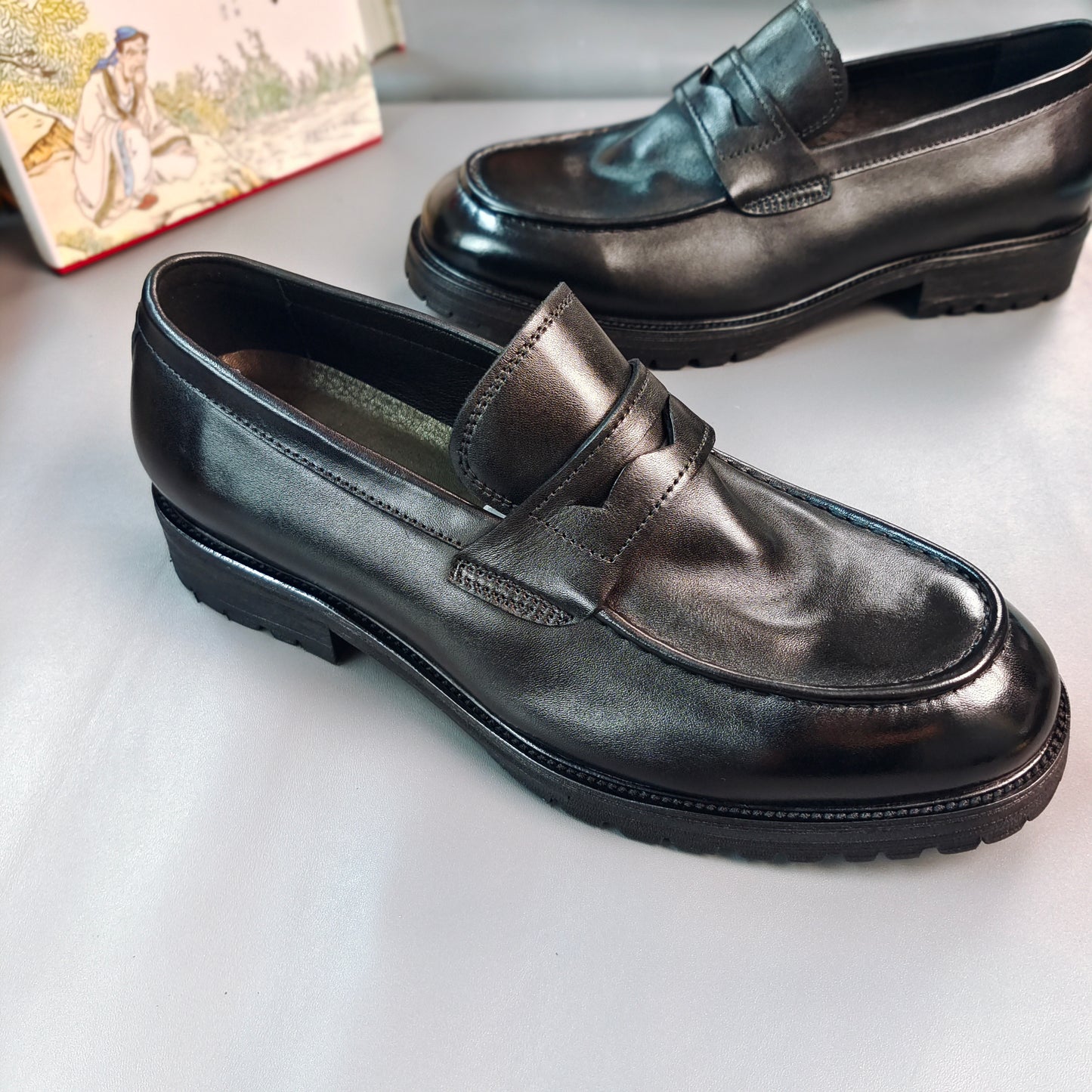 Washed-out Vintage Craft British Style Horse One Pedal Loafers/doug Shoes